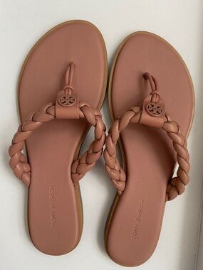 Tory Burch Braided Benton Sandal Desert Rose Size 6 New without box. Retail 198$